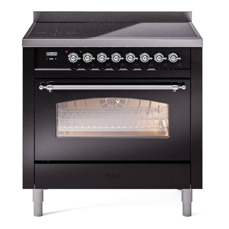 Nostalgie II 36 UPI366NMPBKC Freestanding Electric Range Range with Induction Single Oven with Triple Glass Door with Chrome knobs
