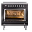 Nostalgie II 36 UPI366NMPBKC Freestanding Electric Range Range with Induction Single Oven with Triple Glass Door with Chrome knobs view 3