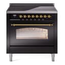 Nostalgie II 36 UPI366NMPBKG Freestanding Electric Range Range with Induction Single Oven with Triple Glass Door with Brass knobs view 1
