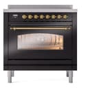 Nostalgie II 36 UPI366NMPBKG Freestanding Electric Range Range with Induction Single Oven with Triple Glass Door with Brass knobs view 2