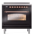 Nostalgie II 36 UPI366NMPBKP Freestanding Electric Range Range with Induction Single Oven with Triple Glass Door with Copper knobs view 2