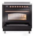 Nostalgie II 36 UPI366NMPBKP Freestanding Electric Range Range with Induction Single Oven with Triple Glass Door with Copper knobs view 4
