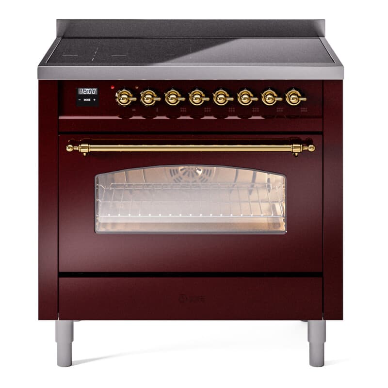 Nostalgie II 36 UPI366NMPBUG Freestanding Electric Range Range with Induction Single Oven with Triple Glass Door with Brass knobs