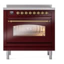 Nostalgie II 36 UPI366NMPBUG Freestanding Electric Range Range with Induction Single Oven with Triple Glass Door with Brass knobs view 2