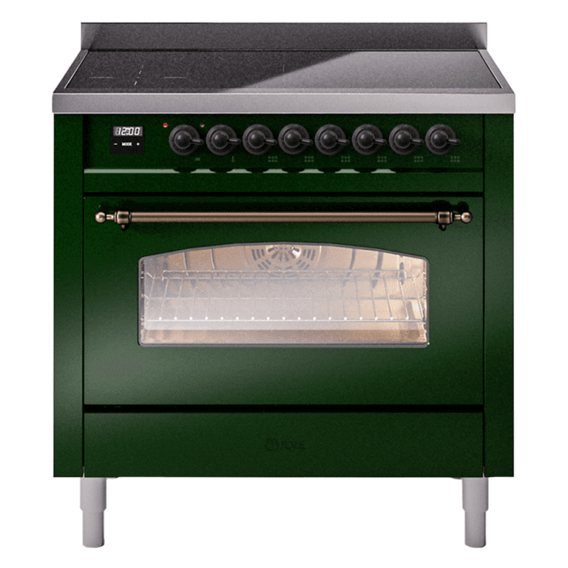 Nostalgie II 36 UPI366NMPEGB Freestanding Electric Range Range with Induction Single Oven with Triple Glass Door with Bronze knobs