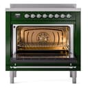 Nostalgie II 36 UPI366NMPEGC Freestanding Electric Range Range with Induction Single Oven with Triple Glass Door with Chrome knobs view 3