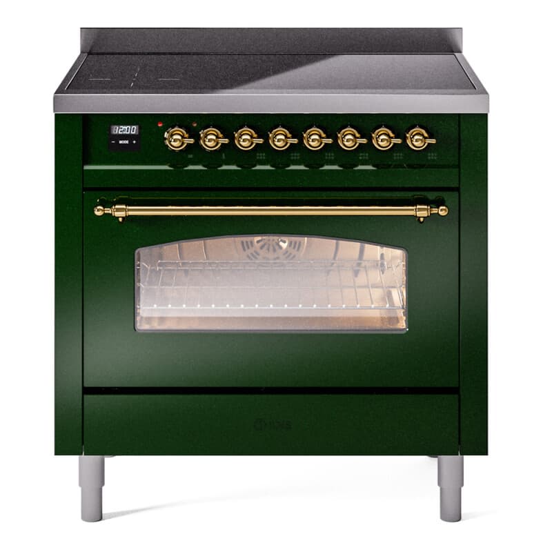 Nostalgie II 36 UPI366NMPEGG Freestanding Electric Range Range with Induction Single Oven with Triple Glass Door with Brass knobs