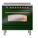 Nostalgie II 36 UPI366NMPEGG Freestanding Electric Range Range with Induction Single Oven with Triple Glass Door with Brass knobs view 2