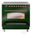 Nostalgie II 36 UPI366NMPEGG Freestanding Electric Range Range with Induction Single Oven with Triple Glass Door with Brass knobs view 4