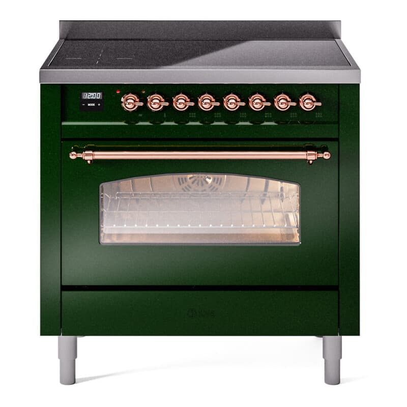 Nostalgie II 36 UPI366NMPEGP Freestanding Electric Range Range with Induction Single Oven with Triple Glass Door with Copper knobs