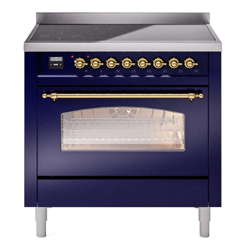 Nostalgie II 36 UPI366NMPMBG Freestanding Electric Range Range with Induction Single Oven with Triple Glass Door with Brass knobs