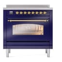 Nostalgie II 36 UPI366NMPMBG Freestanding Electric Range Range with Induction Single Oven with Triple Glass Door with Brass knobs view 2