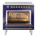 Nostalgie II 36 UPI366NMPMBG Freestanding Electric Range Range with Induction Single Oven with Triple Glass Door with Brass knobs view 3