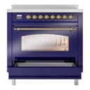 Nostalgie II 36 UPI366NMPMBG Freestanding Electric Range Range with Induction Single Oven with Triple Glass Door with Brass knobs view 4