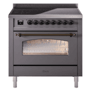 Nostalgie II Series 36 inch Freestanding Electric Induction Range with 6 Elements, Smoothtop Cooktop, 3.5 cu. ft. Total Oven Capacity, Convection Oven, Storage Drawer, with Bronze Trim view 1