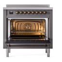 Nostalgie II Series 36 inch Freestanding Electric Induction Range with 6 Elements, Smoothtop Cooktop, 3.5 cu. ft. Total Oven Capacity, Convection Oven, Storage Drawer, with Bronze Trim view 3