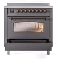 Nostalgie II Series 36 inch Freestanding Electric Induction Range with 6 Elements, Smoothtop Cooktop, 3.5 cu. ft. Total Oven Capacity, Convection Oven, Storage Drawer, with Bronze Trim view 4