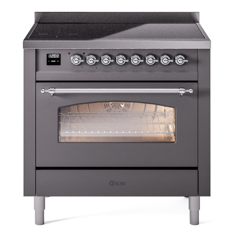 Nostalgie II 36 UPI366NMPMGC Freestanding Electric Range Range with Induction Single Oven with Triple Glass Door with Chrome knobs