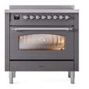 Nostalgie II 36 UPI366NMPMGC Freestanding Electric Range Range with Induction Single Oven with Triple Glass Door with Chrome knobs view 2