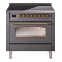 Nostalgie II Series 36 inch Freestanding Electric Induction Range with 6 Elements, Smoothtop Cooktop, 3.5 cu. ft. Total Oven Capacity, Convection Oven, Storage Drawer, with Brass Trim view 1