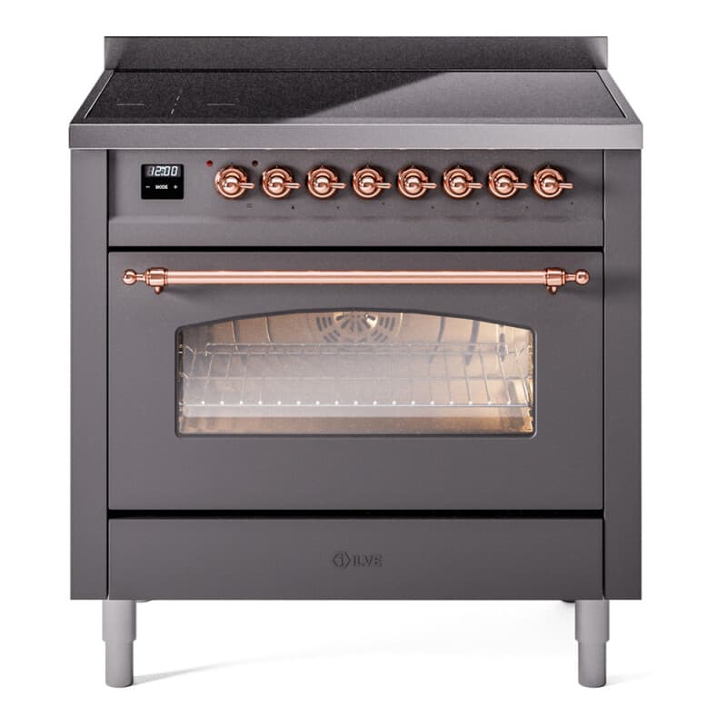 Nostalgie II 36 UPI366NMPMGP Freestanding Electric Range Range with Induction Single Oven with Triple Glass Door with Copper knobs