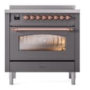 Nostalgie II 36 UPI366NMPMGP Freestanding Electric Range Range with Induction Single Oven with Triple Glass Door with Copper knobs view 2