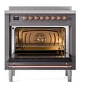 Nostalgie II 36 UPI366NMPMGP Freestanding Electric Range Range with Induction Single Oven with Triple Glass Door with Copper knobs view 3