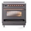 Nostalgie II 36 UPI366NMPMGP Freestanding Electric Range Range with Induction Single Oven with Triple Glass Door with Copper knobs view 4
