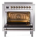 Nostalgie II 36 UPI366NMPSSB Freestanding Electric Range Range with Induction Single Oven with Triple Glass Door with Bronze knobs view 3