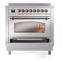 Nostalgie II 36 UPI366NMPSSB Freestanding Electric Range Range with Induction Single Oven with Triple Glass Door with Bronze knobs view 4