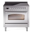 Nostalgie II Series 36 inch Freestanding Electric Induction Range with 6 Elements, Smoothtop Cooktop, 3.5 cu. ft. Total Oven Capacity, Convection Oven, Storage Drawer, with Chrome Trim view 1