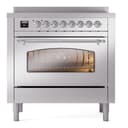 Nostalgie II Series 36 inch Freestanding Electric Induction Range with 6 Elements, Smoothtop Cooktop, 3.5 cu. ft. Total Oven Capacity, Convection Oven, Storage Drawer, with Chrome Trim view 2