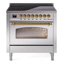 Nostalgie II 36 UPI366NMPSSG Freestanding Electric Range Range with Induction Single Oven with Triple Glass Door with Brass knobs view 1