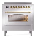 Nostalgie II 36 UPI366NMPSSG Freestanding Electric Range Range with Induction Single Oven with Triple Glass Door with Brass knobs view 2