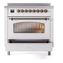 Nostalgie II 36 UPI366NMPWHB Freestanding Electric Range Range with Induction Single Oven with Triple Glass Door with Bronze knobs view 4