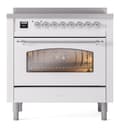 Nostalgie II 36 UPI366NMPWHC Freestanding Electric Range Range with Induction Single Oven with Triple Glass Door with Chrome knobs view 2