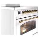 Nostalgie II 36 UPI366NMPWHG Freestanding Electric Range Range with Induction Single Oven with Triple Glass Door with Brass knobs view 5
