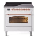 Nostalgie II 36 UPI366NMPWHP Freestanding Electric Range Range with Induction Single Oven with Triple Glass Door with Copper knobs view 1