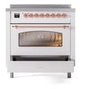 Nostalgie II 36 UPI366NMPWHP Freestanding Electric Range Range with Induction Single Oven with Triple Glass Door with Copper knobs view 4