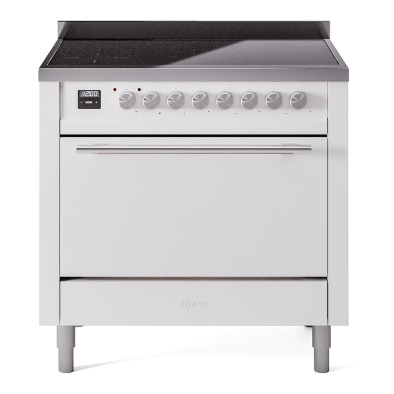 Professional Plus II 36 UPI366QMPWH Freestanding Electric Range Range with Induction Single Oven with Solid Door with Stainless Steel knobs