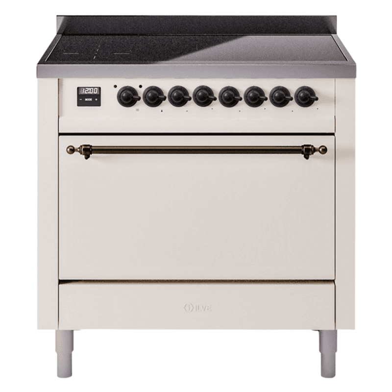 Nostalgie II 36 UPI366QNMPAWB Freestanding Electric Range Range with Induction Single Oven with Solid Door with Bronze knobs