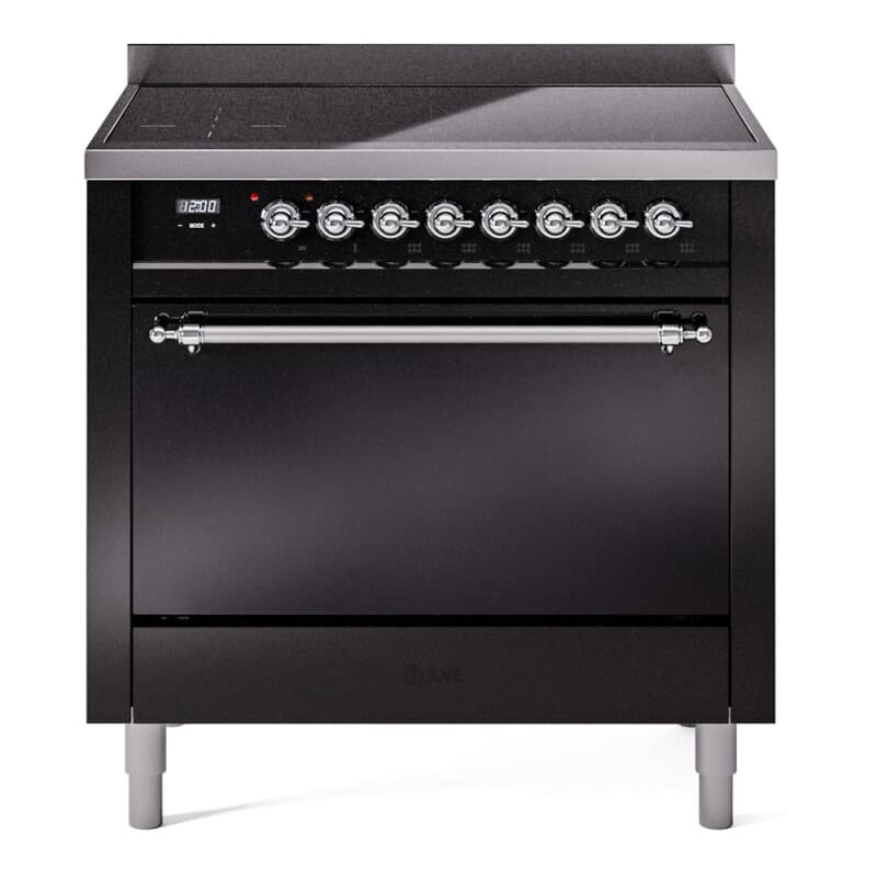 Nostalgie II 36 UPI366QNMPBKC Freestanding Electric Range Range with Induction Single Oven with Solid Door with Chrome knobs