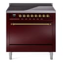 Nostalgie II 36 UPI366QNMPBUG Freestanding Electric Range Range with Induction Single Oven with Solid Door with Brass knobs view 1