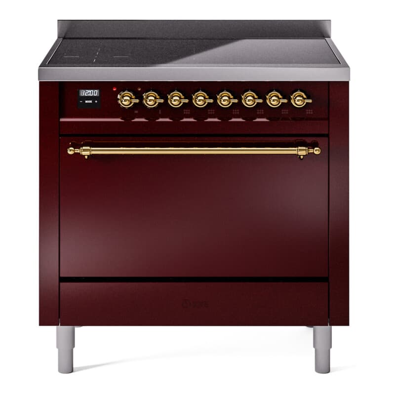 Nostalgie II 36 UPI366QNMPBUG Freestanding Electric Range Range with Induction Single Oven with Solid Door with Brass knobs