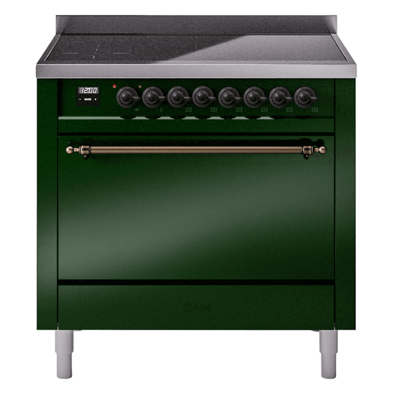 Nostalgie II 36 UPI366QNMPEGB Freestanding Electric Range Range with Induction Single Oven with Solid Door with Bronze knobs
