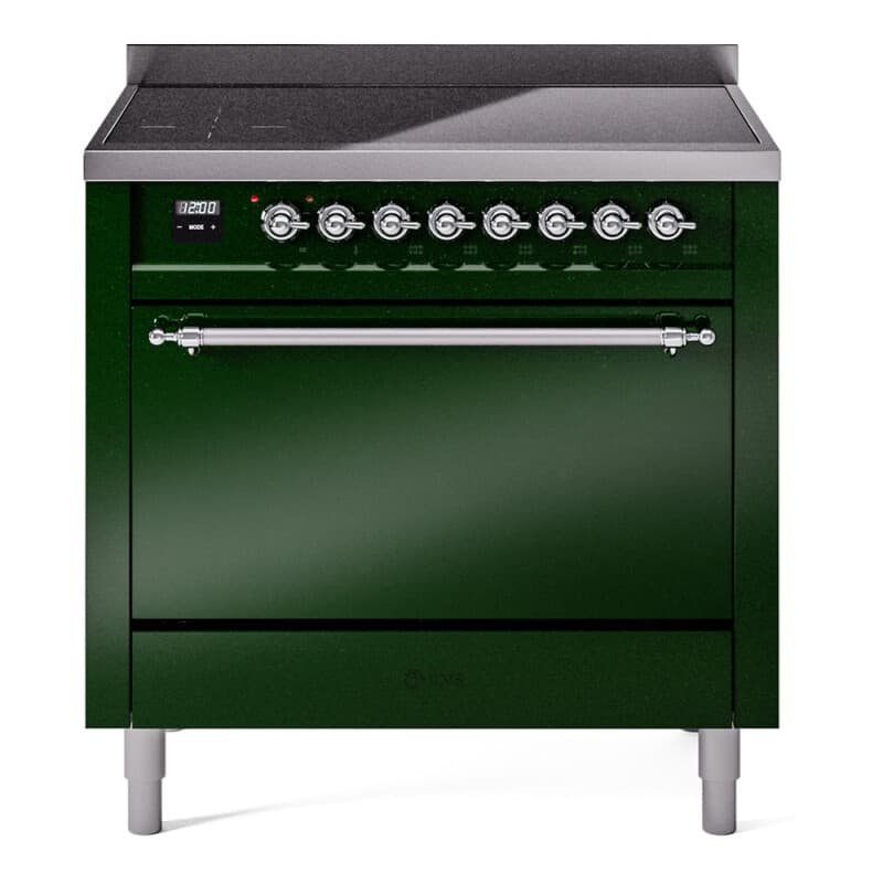 Nostalgie II 36 UPI366QNMPEGC Freestanding Electric Range Range with Induction Single Oven with Solid Door with Chrome knobs