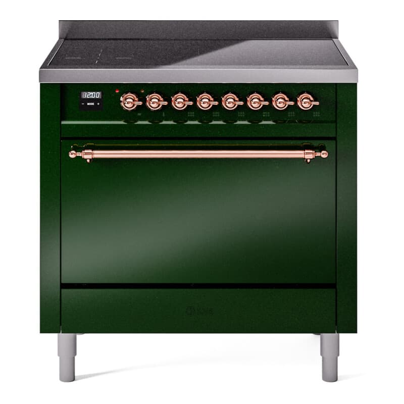 Nostalgie II 36 UPI366QNMPEGP Freestanding Electric Range Range with Induction Single Oven with Solid Door with Copper knobs