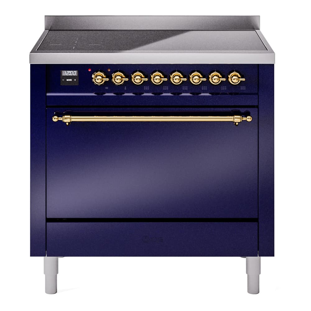 Nostalgie II 36 UPI366QNMPMBG Freestanding Electric Range Range with Induction Single Oven with Solid Door with Brass knobs