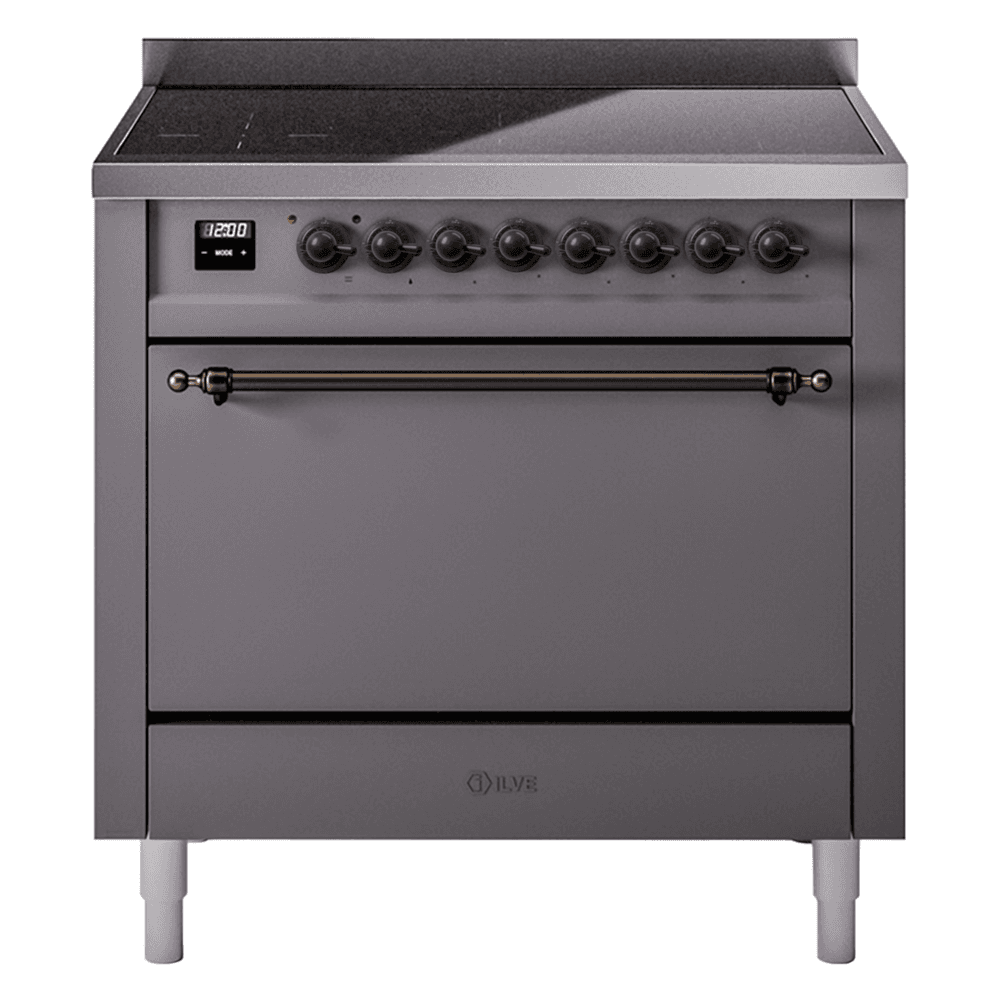 Nostalgie II 36 UPI366QNMPMGB Freestanding Electric Range Range with Induction Single Oven with Solid Door with Bronze knobs