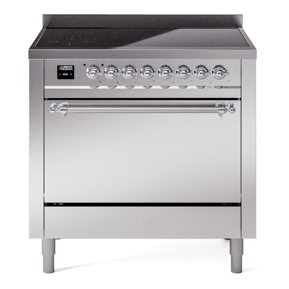 Nostalgie II 36 UPI366QNMPSSC Freestanding Electric Range Range with Induction Single Oven with Solid Door with Chrome knobs